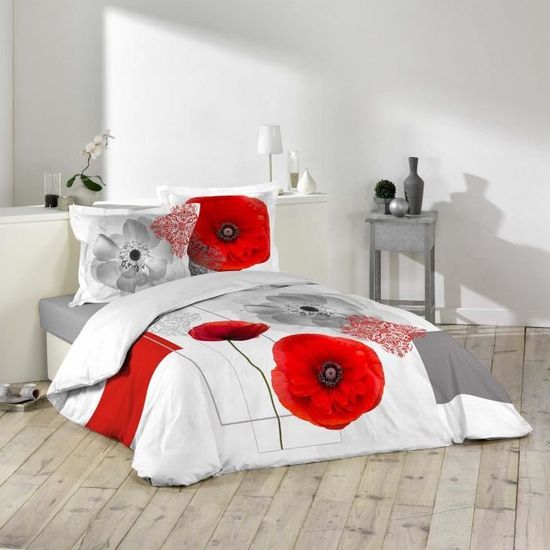 Parure Housse de couette Coquelicot Morena 240x220cm - Cdiscount Maison