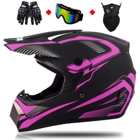 Casque Moto Enfant Ruiqieor - Complet Avec Lunettes, Gants Et Masque - Pour Scooter, VTT, Ski - Taille S à XL
