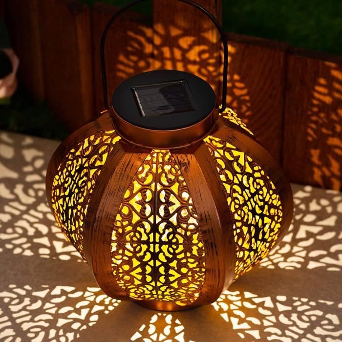 accessoires pour porche cour pelouse extérieur étanche cour lampe de jardin en métal à suspendre pour terrasse décoration rétro Lanterne solaire terrasse 