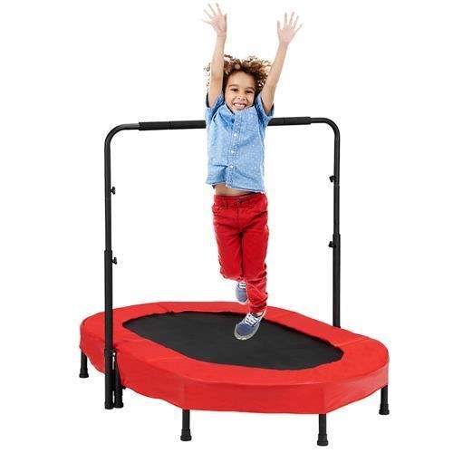Trampoline Ovale 142*92*128cm pour l'exercice Aérobie à la Maison ou extérieur Maximale 100 Kg Noir et Rouge