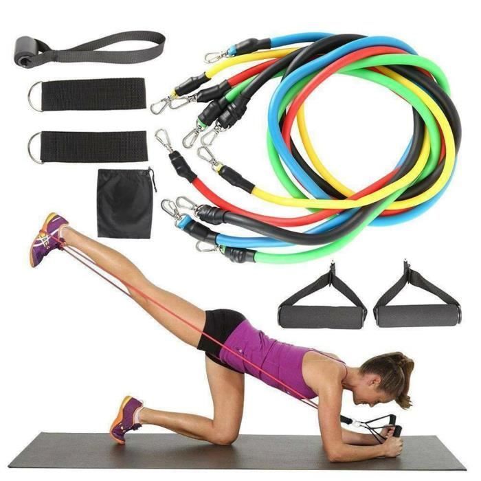 11 Pcs / Set Résistance Tubes Gym Fitness Workout Exercice Poignées bandes de yoga
