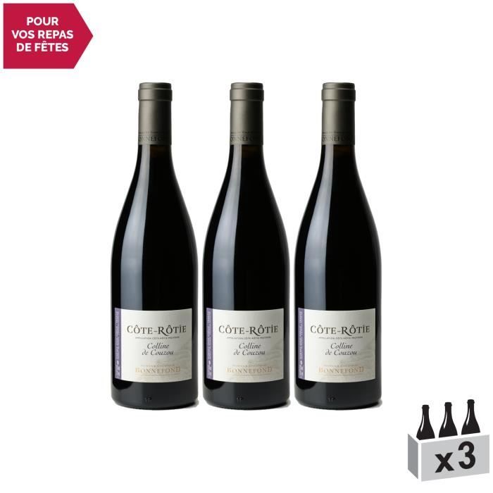 Côte Rôtie Colline de Couzou Rouge 2018 - Lot de 3x75cl - Domaine Patrick et Christophe Bonnefond - Vin AOC Rouge de la Vallée du Rh