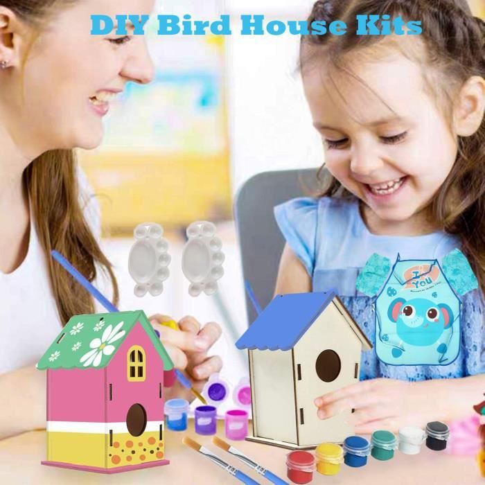 Kits de maison d'oiseaux bricolage pour enfants pour construire et peindre des arts et de l'artisanat de nichoir en bois80ml -