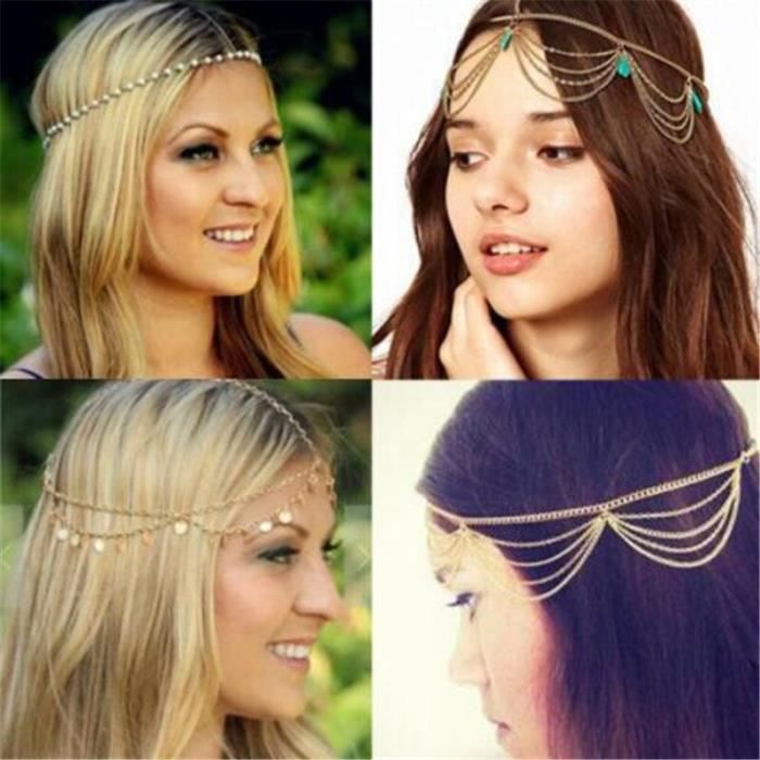 bandeau - serre-tête -WKOUD Boho drapage cristal mariée accessoires de cheveux mode élégant tête chaîne b...- Modèle: 4 -