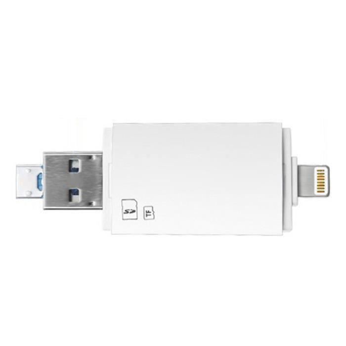 BH Usb3.0 3 en 1 Lecteur Flash pour Lecteur de Carte Sd Usb, Memoire Tf Carte Visionneuse Adaptateur (Blanc) - BHTS823A4203