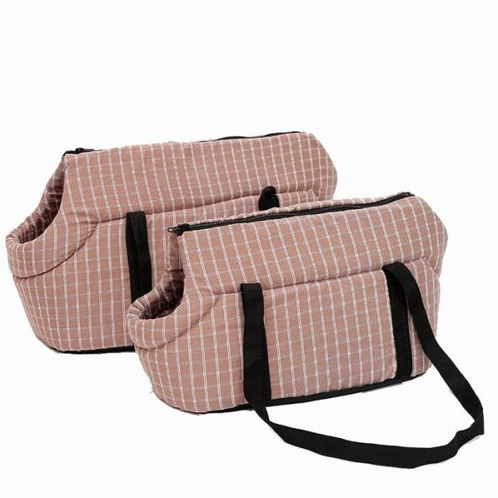 Sac de transport,Venxuis doux sacs à bandoulière pour chien de compagnie protégé sac à dos de - Type Brown Plaid-40X25X28 CM