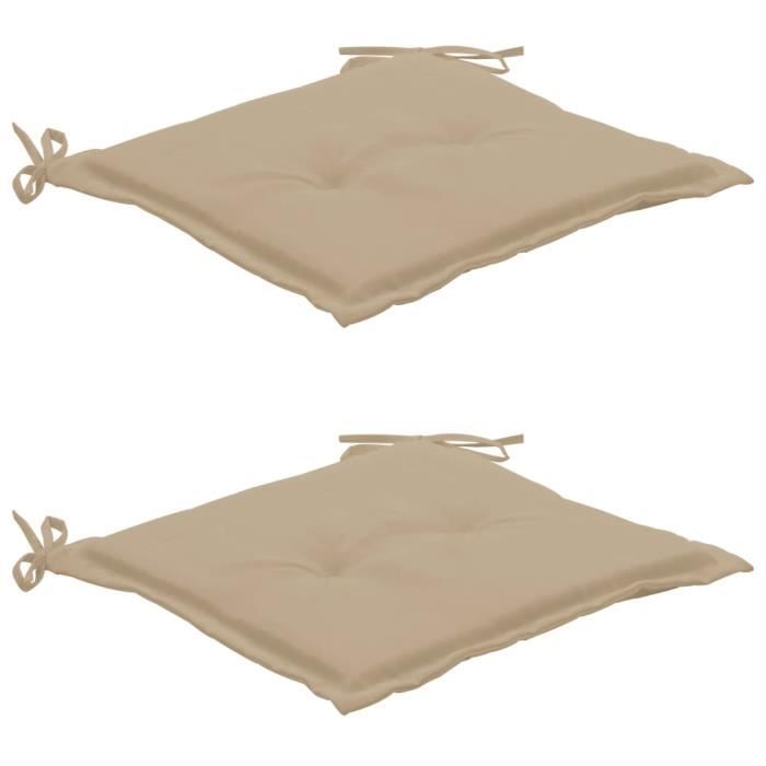 Lot de 2 Galettes de chaise de jardin Coussins de chaise Beige 50x50x3 cm Nouveau *457338