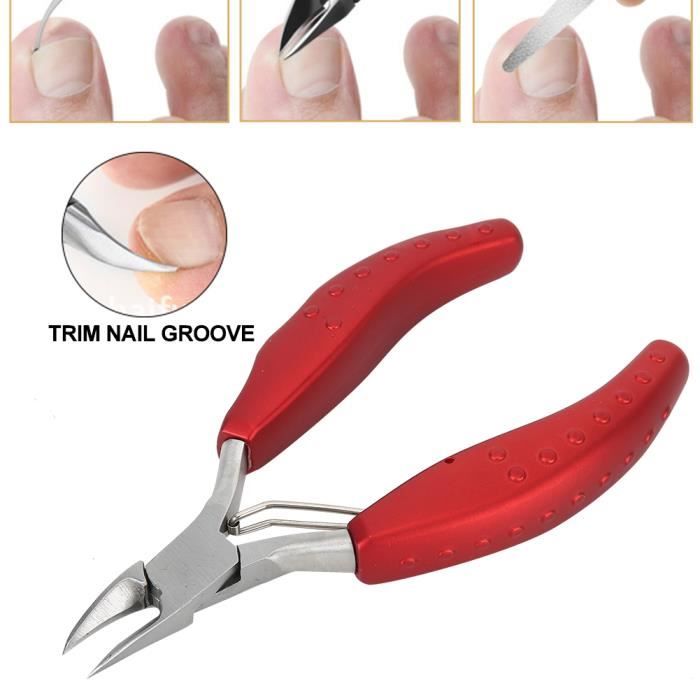 Coupe-Ongles Incarnés en Acier Inoxydable Professionnel Tondeuse à Ongles Outil de Pédicure(rouge )-RUI