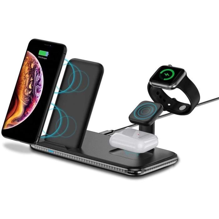 Chargeur sans Fil MOSHOU Chargeur sans Fil 4 en 1 Chargeur Induction Huawei, Chargeur Qi Station de Charge Watch Compatible with 215