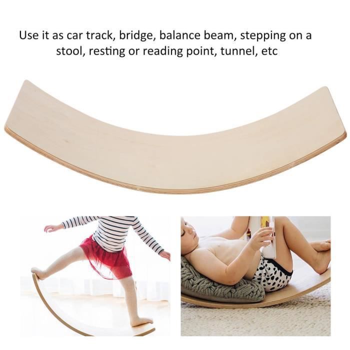 Planche d'équilibre de remise en forme pour tout-petits Yoga en bois Wobble Curvy Board pour enfants et adultes
