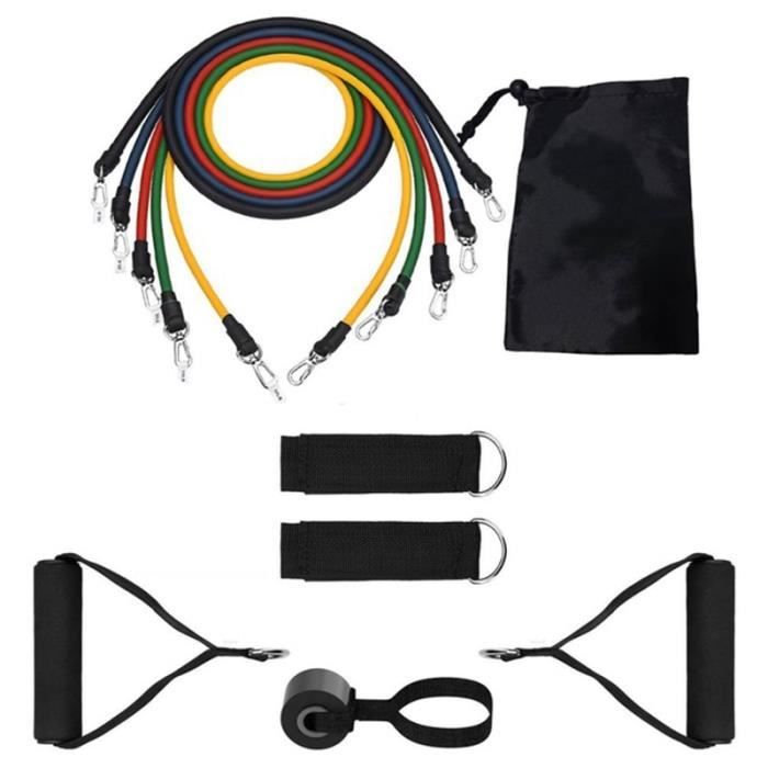 COULEUR 11 Pcs Jeu d'ELASTIQUES de résistance, 11 pièces, tubes de 100 LB, avec manches en nylon de protectio