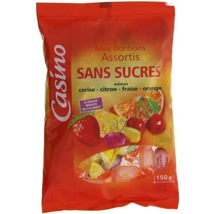 Mini bonbons assortis, sans sucres, arômes fruits - 150 g