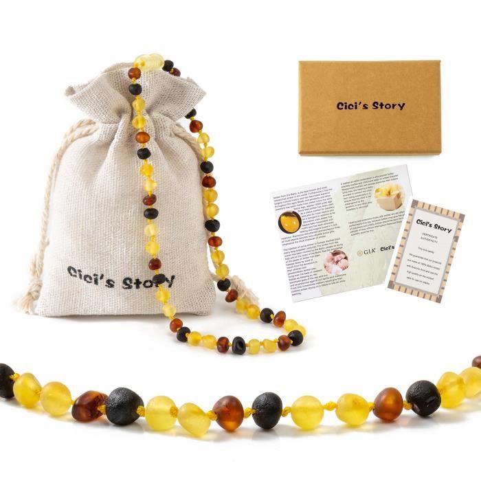collier d ambre bebe(Multicolor Raw)(33cm) - Boite cadeau