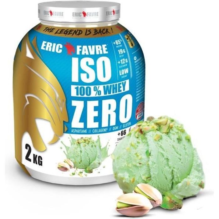 ISO WHEY ZERO 100% Pure Whey Protéine Isolate (Pistache) - Prise de Masse - 2kg - Laboratoire Français Eric Favre