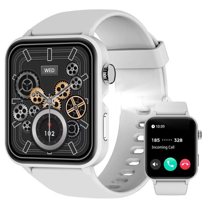 Montre Connectée Homme Femme Multisport IOWODO Smartwatch Bluetooth Etanche Intelligente GPS pour Android iOS(2 Bracelets) Gris