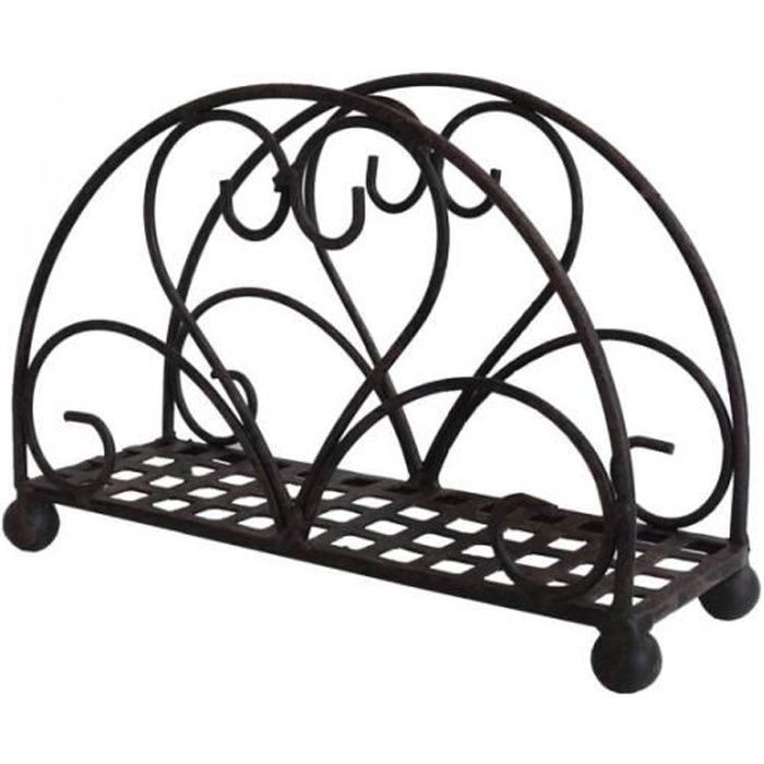 Porte Serviettes de Cuisine Forme Demi-Lune Range Serviette de Table de Charme en Fer Patiné Marron 5x10x15cm