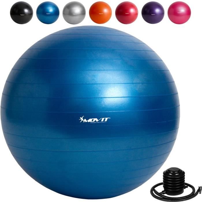 MOVIT Balle de gymnastique bleu, 85 cm avec pompe