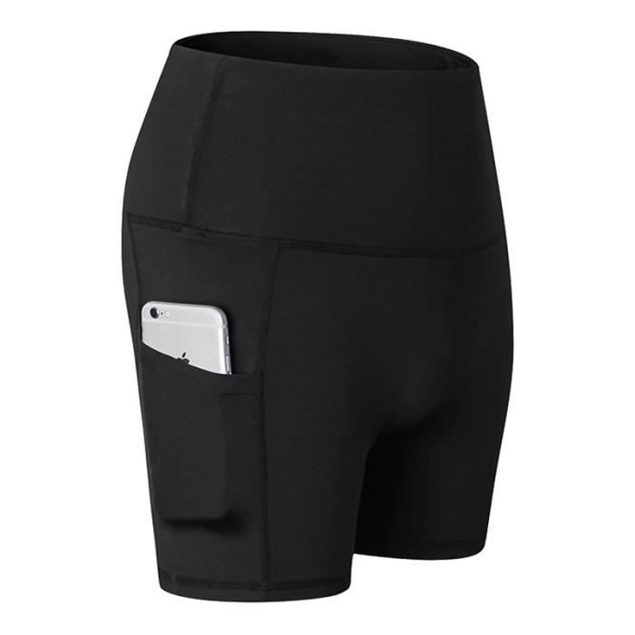 Short de Sport Femme Yoga Fitness Avec Poches Running Gym Élastique Stretch Taille Haute Séchage Sapide