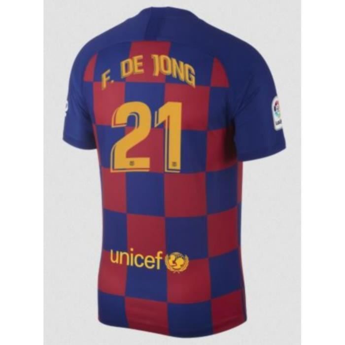 Nouveau Maillot Nike Homme FC Barcelone Domicile Flocage Officiel De Jong Numéro 21 Saison 2019-2020