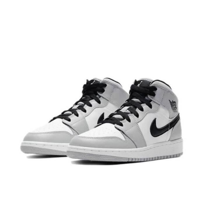 Air Jordan 1 Mid -Light Smoke Grey- Chaussures de Sport Basket AJ 1 Pas Cher pour Homme Femme Gris
