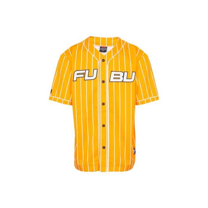 Chemise Fubu Corporate Pinstripe Baseball - orange/blanc - S