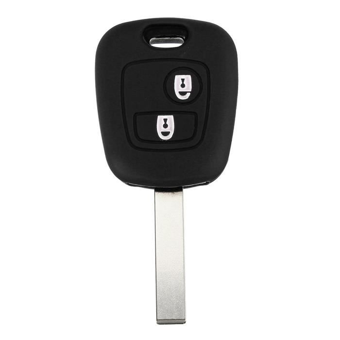NEUFU 2-Boutons Housse Coque Clé Telecommande Pour Peugeot 307 107 207 405 Citroen C3 C5 Noir