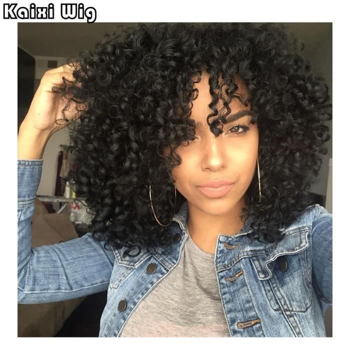 18 -Afro Crépus Bouclés Perruques Courtes Synthétiques Perruques Pour Les Femmes