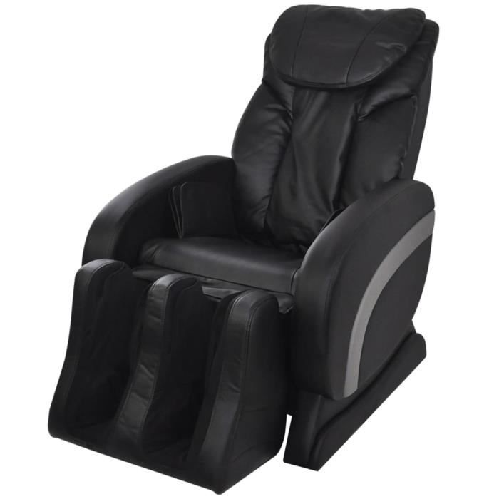 Fauteuil de massage électrique en cuir artificiel Chaises Fauteuil relax Fauteuil Relaxation Massage Noir