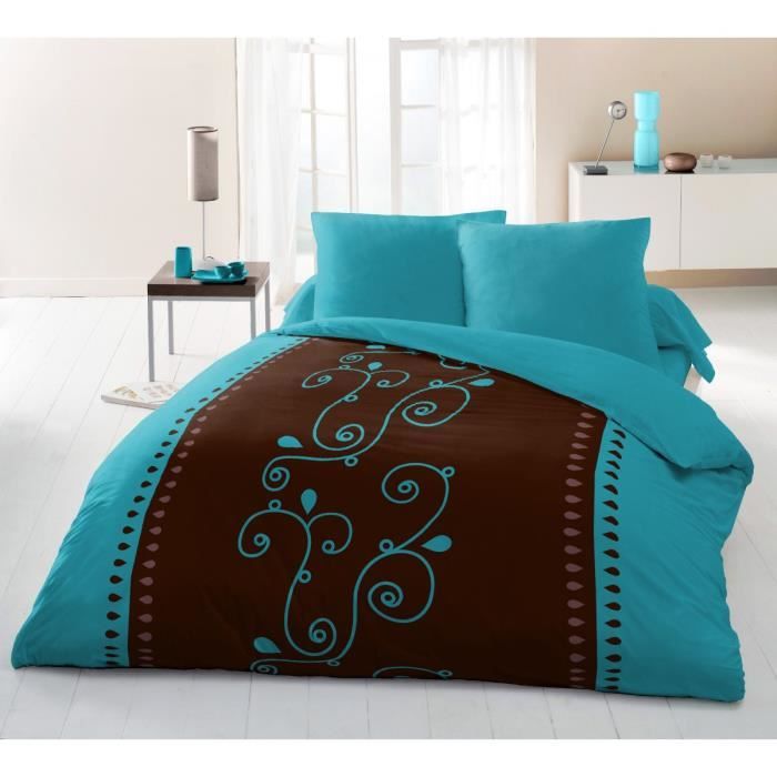Parure de drap 4 pièces microfibre 240x300 cm Cacao Barry Turquoise