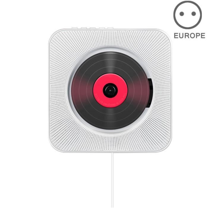 CD Lecteur Mural Montable Bluetooth Lecteur de Musique Stéréo avec Télécommande USB Hi-Fi Innovant Audio FM Radio Portable -Blanc