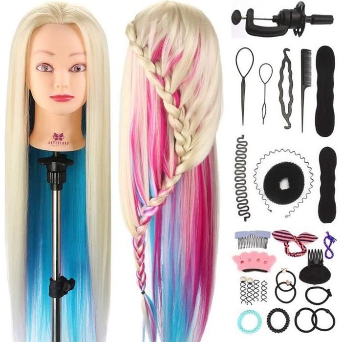Neverland Beauty 66cm Têtes d'exercice Tête À Coiffer Coiffure Cosmétologie Pratique Mannequin Poupée 100% de Cheveux Synthétiques+
