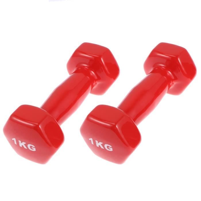 1 paire d'haltères hexagonaux antidérapants en plastique, poids à main, équipement de fitness en BARRE - HALTERE - POIDS