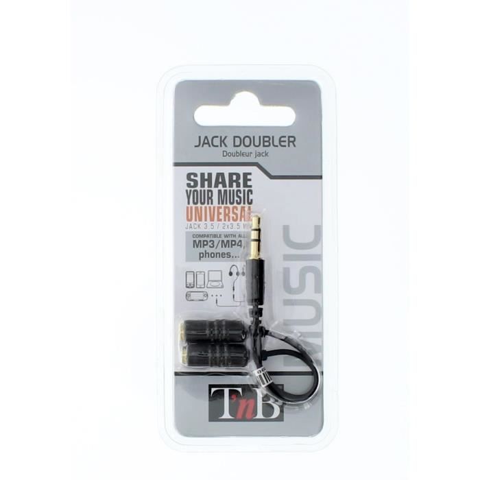 T'nB Doubleur Stéréo Jack 3.5mm - Noir - Mâle/Femelle