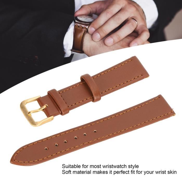 VBESTLIFE Montre Unisexe Accessoire Bracelet Boucle Ardillon Cuir PU (Marron 18mm）