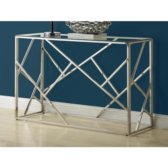 Console ATHENA - Verre trempé et acier - Chromé