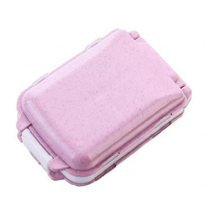 Boîte de pilule blé scellée hebdomadaire 10 grilles stockage tablette organisateur pour le voyage Utilisez rose