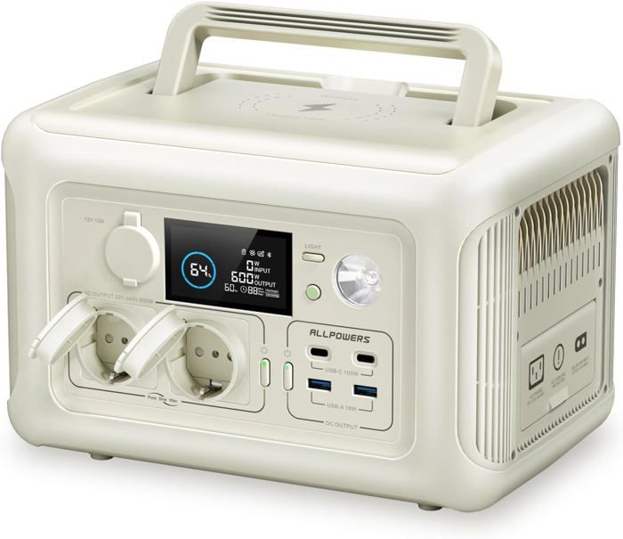 Centrale électrique Portable ALLPOWERS R600 600W - Batterie LiFePO4 299Wh, Noir