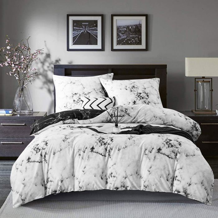 Housse De Couette 240x260 Cm + 2 Taies - Dessin Feuilles D'érable - Réversible - Polycoton - Fermeture éclair - 2