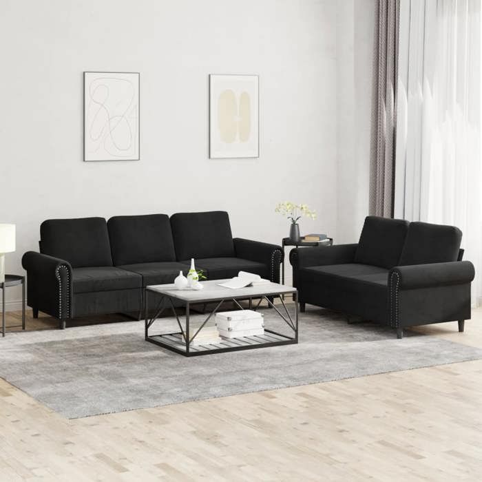 vidaXL Ensemble de Canapés avec Coussins 2 pcs Canapés avec Accoudoirs et Dossier Ensemble de Meubles Mobilier de Salon 3202255