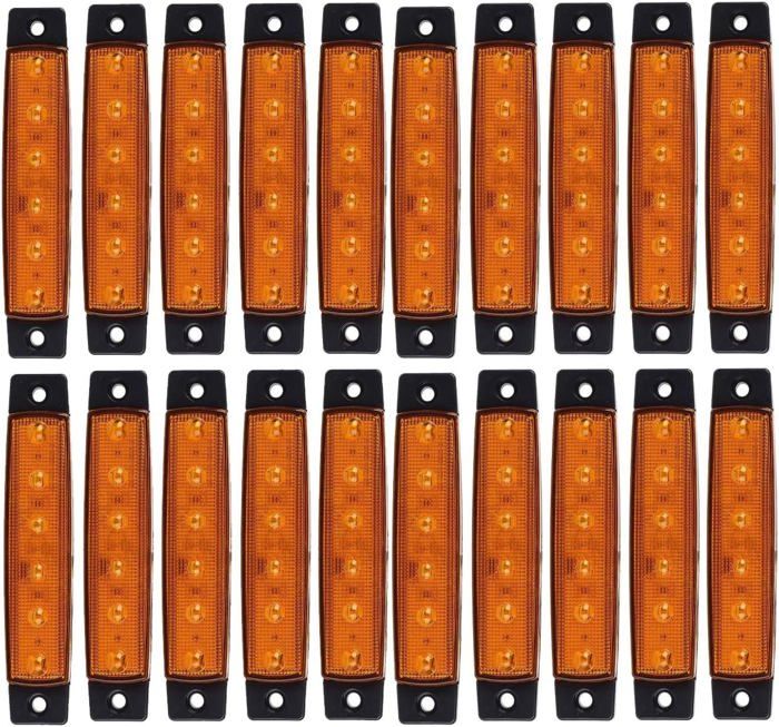 Lot De 10 Feux De Gabarit Latéraux LED Jaune 12V/24V – Avant & Arrière – Camion, Remorque, Utilitaire – Étanche & Anti-Choc