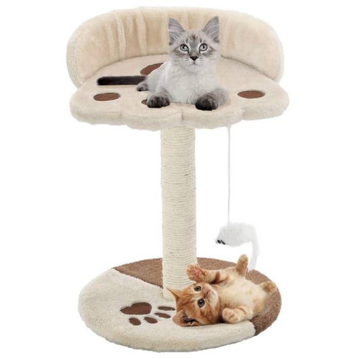 Meilleurs prix pour Solde d'été Arbre à chat avec griffoir en sisal 40cm Beige et Marron Classique 8363