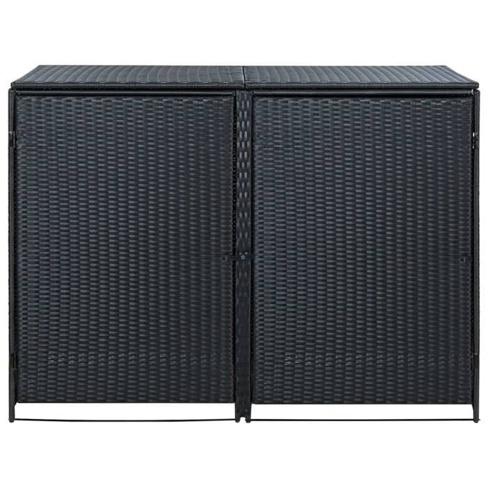 Abris pour poubelle double - CLOUD - Résine tressée Noir 148x80x111 cm P21