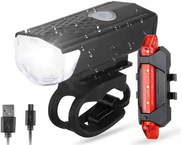 Lumière Vélo Avant Arrière Rechargeable USB LED Puissante - Kit Éclairage Velo Étanche IPX5 4+6 Modes Longue Autonomie