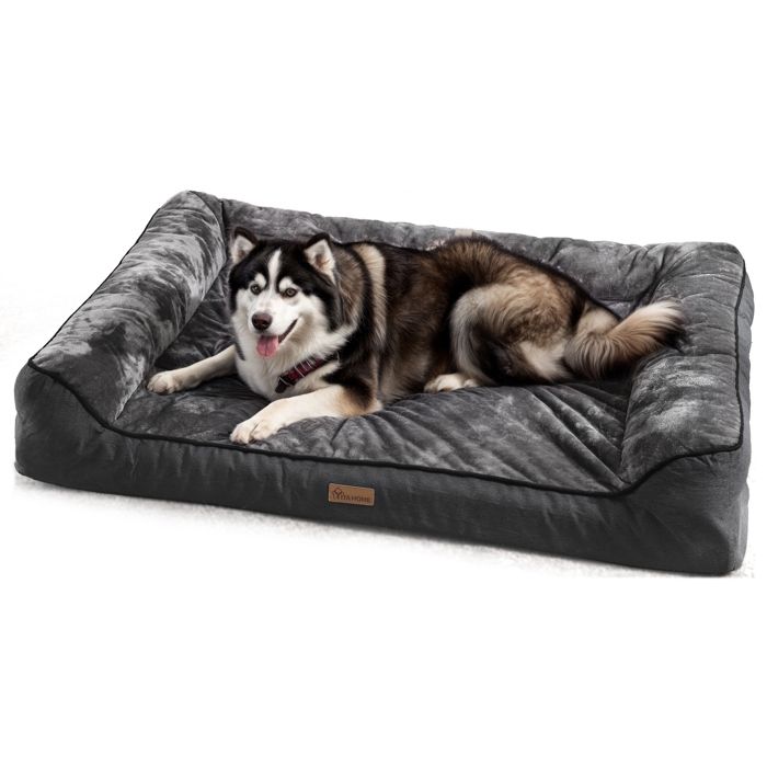 Meilleurs prix pour YITAHOME Panier Flanelle- pour Chien avec coussin- Tapis Orthopédique - Dehoussable - Lavable Lit Chien - 106x80cm - Gris