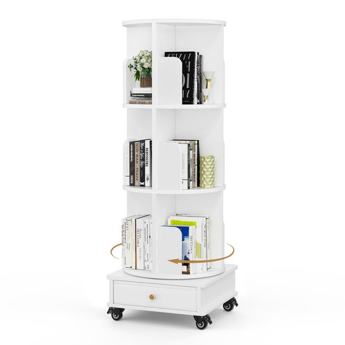 VIVOLILV Bibliothèque 3 Niveaux et 1 tiroir - étagère de Bureau de Rangement 40x40x115cm - Blanc