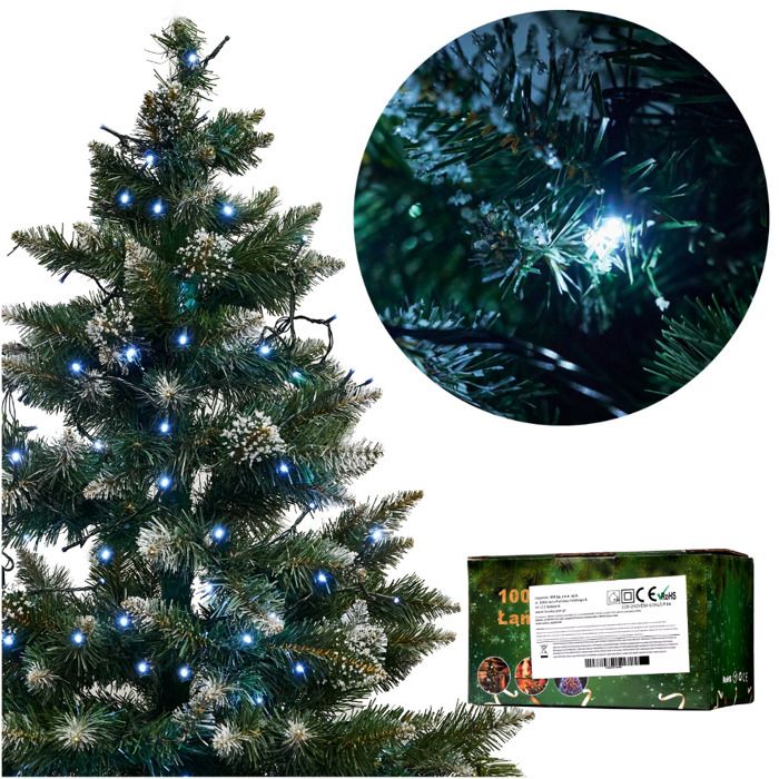 Guirlande lumineuse LED sapin de Noël 10 m 100 LED blanc froid 8 modes déclairage