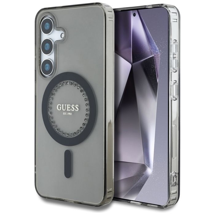 Coque Guess avec logo imprimé strass et MagSafe pour Samsung Galaxy S25