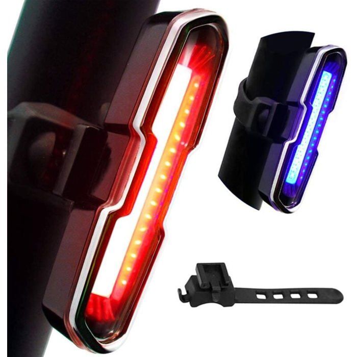 éclairage arrière Vélo 110 Lumens Feu Arrière Vélo Puissant Lampe Vélo LED Rechargeable USB avec 5 Modes Fixe / Flash LO-Ron
