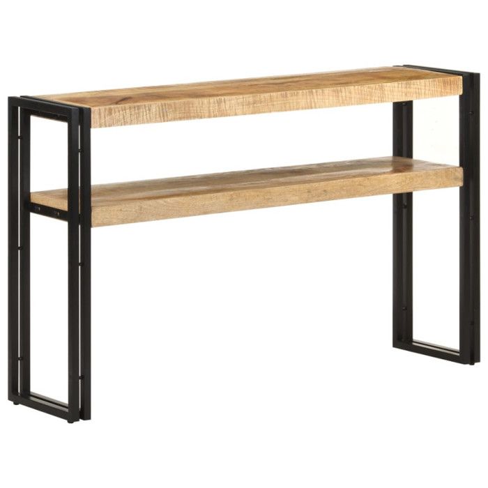 Table console - VIDAXL - 120x30x75 cm - Bois de manguier brut - Acier enduit - Style industriel