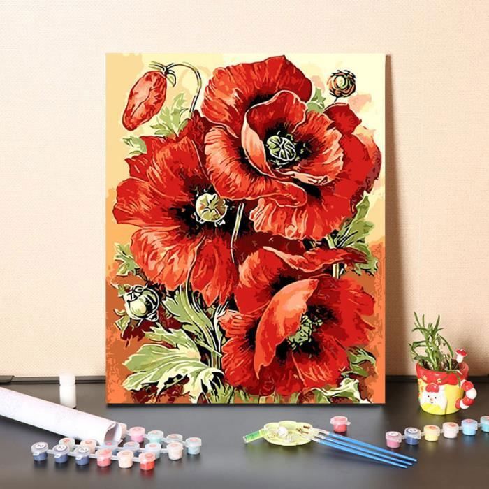 Kits Peinture Par Numéros Dokeno – Fille Et Fleurs 40x50cm – Toile Pré-imprimée, Acrylique, Pinceaux – Débutants Adultes, DIY Créatif